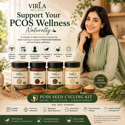 Virla Wellness PCOS Seed Cycling Kit | 4 Organic Seeds for Hormonal Wellness & Daily Nutrition