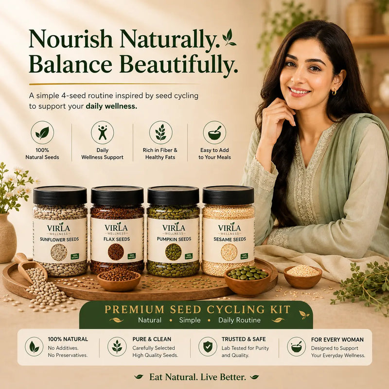 Virla Wellness PCOS Seed Cycling Kit | 4 Organic Seeds for Hormonal Wellness & Daily Nutrition